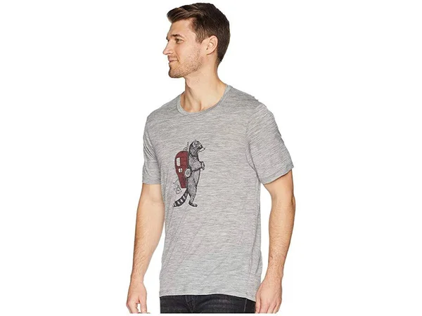 Icebreaker Tech Lite Short Sleeve Crewe Waschbar Wandering Metro Heather XXL T shirt Men