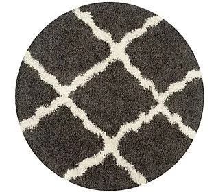 Dallas Shag 6'Diam Round Rug by Safavieh, Size None, Dark Grey/Ivory