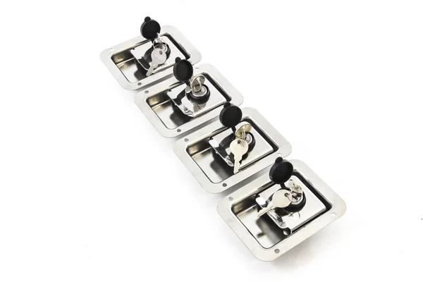4 SS Steel Door Lock Trailer Toolbox Handle Latch 4-5/8x22 3-5/8x22 Paddle Key Cover