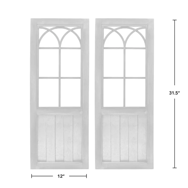 FirsTime & Co. 12 in. x 1 in. x 31.5 in. Metal Black Willow Farmhouse Window Wall Plaque 2-Piece Set