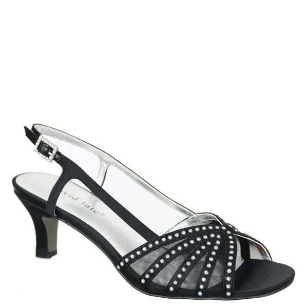 David Tate Women's Sizzle Slingback - Size: 6.5, Black Satin