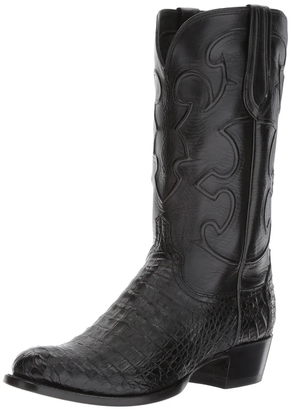 Lucchese Men's Charles Belly Crocodile Exotic Western Boots - Black (10.5)