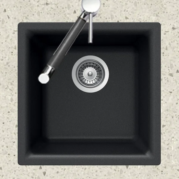 Houzer E-100 Quartztone Series Granite Dual Mount Bar/Prep Sink, Sand