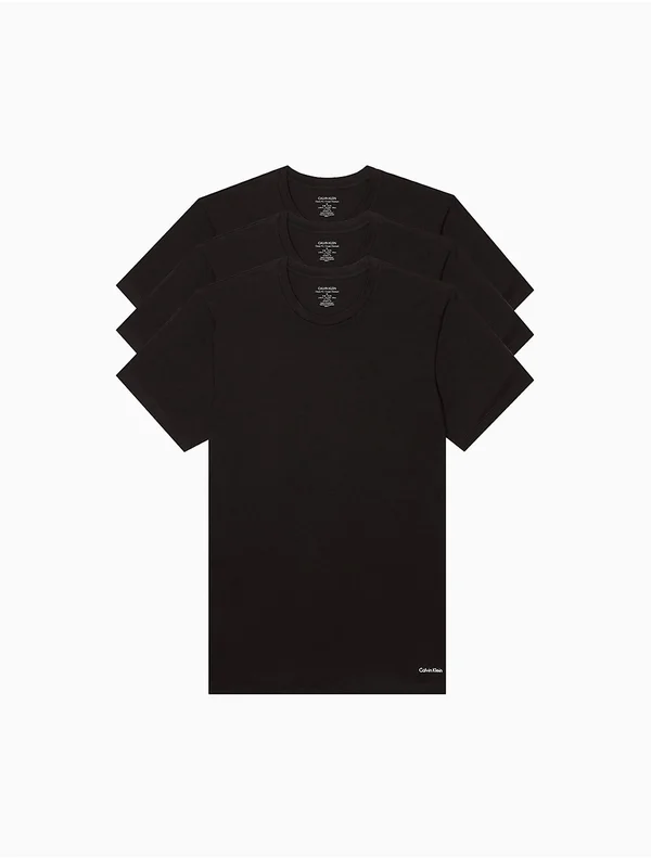 Calvin Klein NB2925 Big & Tall Cotton Crew T-Shirt - 3 Pack, Black