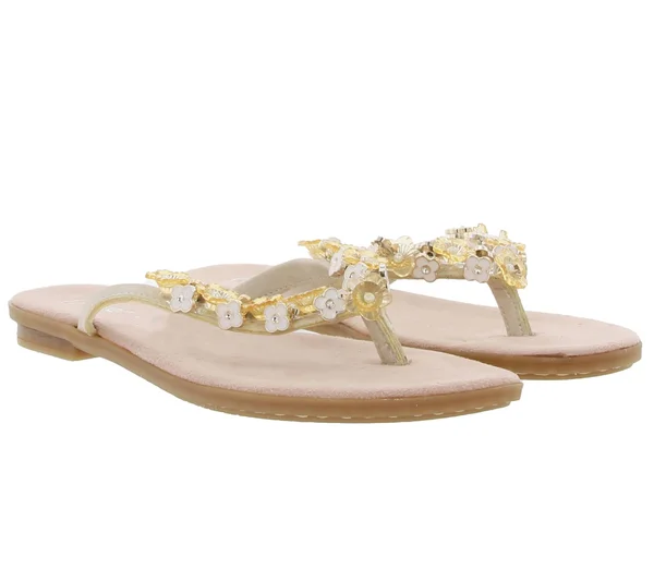 Rieker Dianette Cute Toe Separators for Women with Decorative Flowers in Pink, White