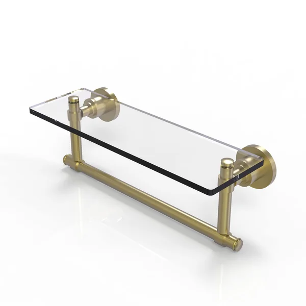 Allied Brass Washington Square Collection 16-inch Glass Vanity Shelf with Integrated Towel Bar - Black