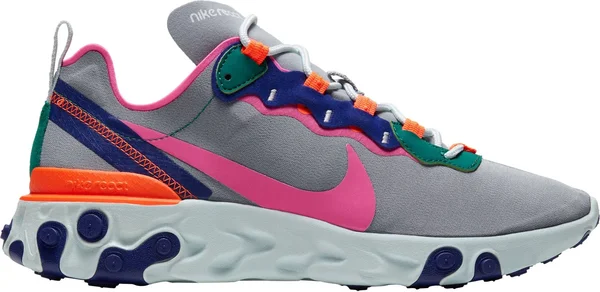 Nike React Element 55 Shoes Wolf Grey/Laser Fuchsia/Hyper Crimson