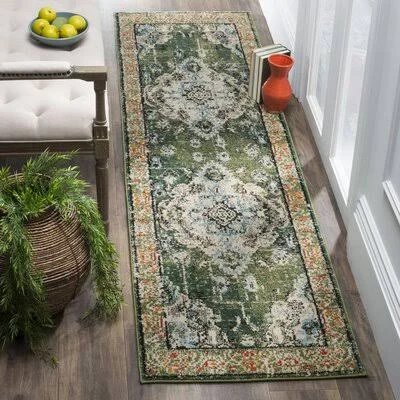 Indira Oriental Forest Green Area Rug Mistana Rug Size: Runner 2&2x22 x 20&