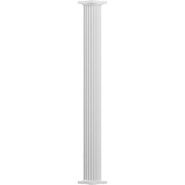 6x22 x 8& Endura-Aluminum Column, Round Shaft (Load-Bearing 20, 000 lbs), Non-Tapered, Fluted, Textured White Finish w/ Capital u