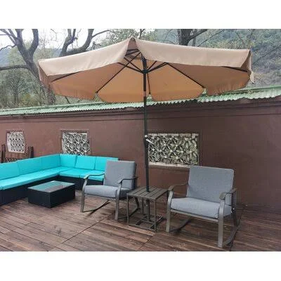 Outdoor Round Patio Umbrella Arlmont & Co. Fabric Color: Brown