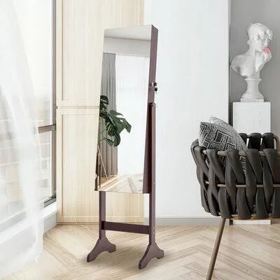 Brankica Jewelry Armoire with Mirror Red Barrel Studio Color: Brown