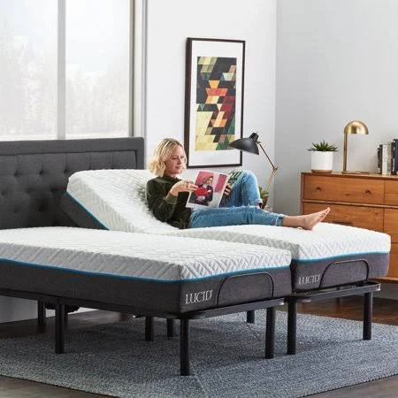 Lucid Basic Remote Controlled Adjustable Bed Base - Heavy Duty Steel Multi Position - King/Split King (Ships in Two Boxes)