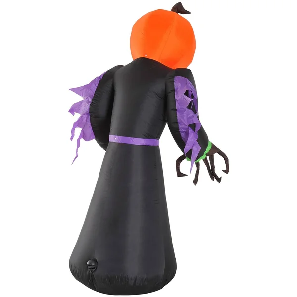 HOMCOM 7ft Tall Inflatable Halloween Pumpkin Reaper Light Up Yard Decoration with LED Lights and Fan