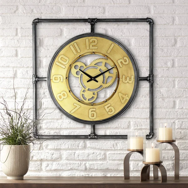 River Parks Studio Callan 26x22 Wide Industrial Iron Wall Clock