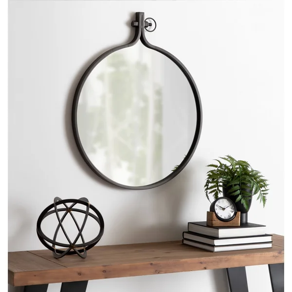 Kate and Laurel Yitro Round Wall Mirror (23.5x28.5 - Gray)