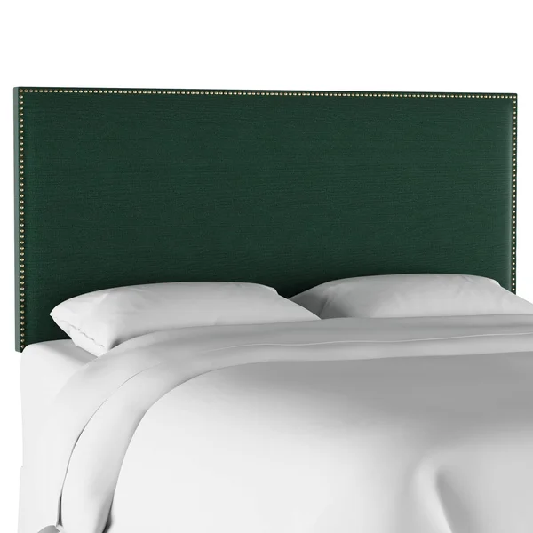 Paiton Nail Button Headboard - Queen - Linen Conifer Green