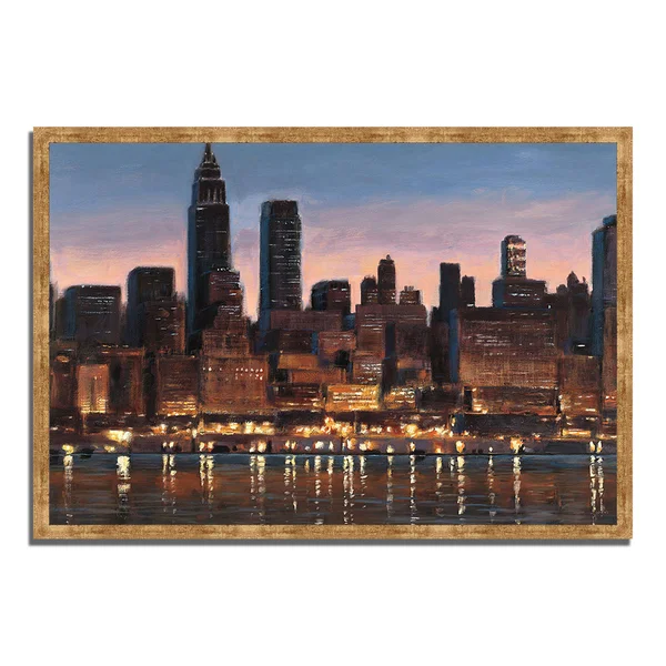 Winston Porter 'Manhattan Reflection' Framed Acrylic Painting Print, Brown
