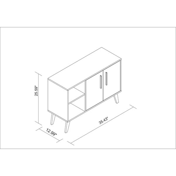 Manhattan Comfort Amsterdam 35.43x22 Sideboard in White Marble