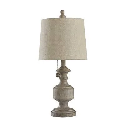 Distressed Gray Urn Resin Table Lamp