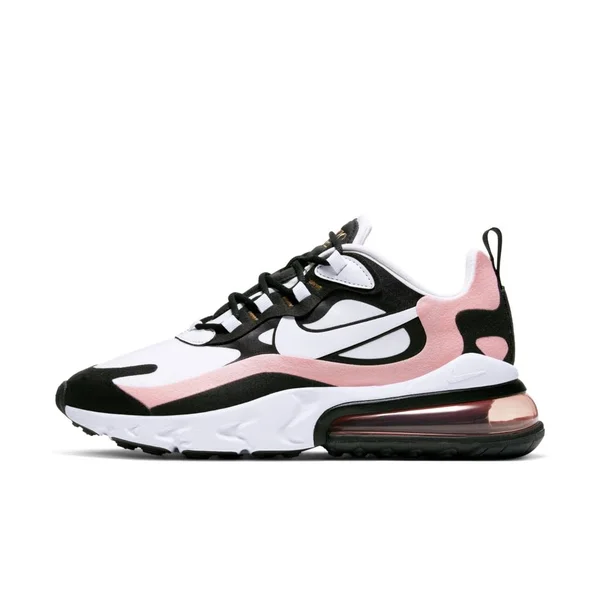 Nike Air Max 270 React - Womens Casual Running Shoes - Black/White/Bleached Coral, Size 10.0