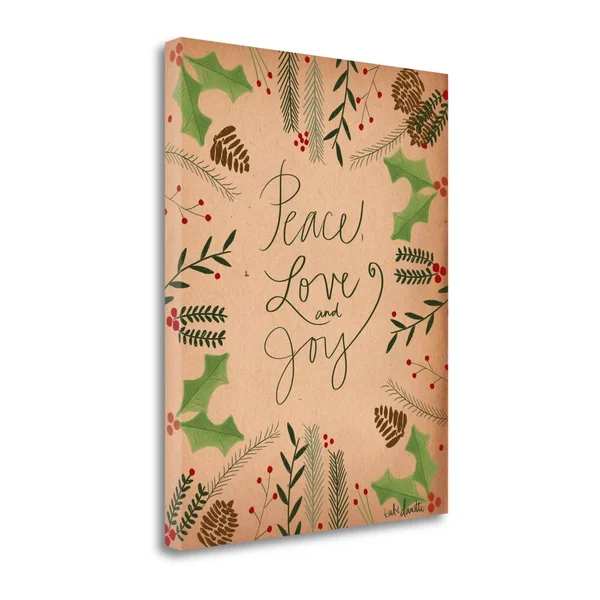 Tangletown Fine Art Peace Love Joy by Katie Doucette - Giclee Print on Gallery Wrap Canvas, 32x22 x 40