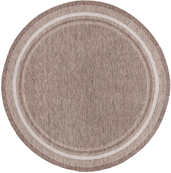Outdoor Border 11 ft Round Brown Area Rug Indoor Outdoor Rug