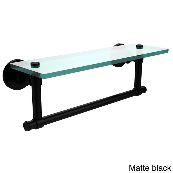 Allied Brass Washington Square Collection 16-inch Glass Vanity Shelf with Integrated Towel Bar - Black