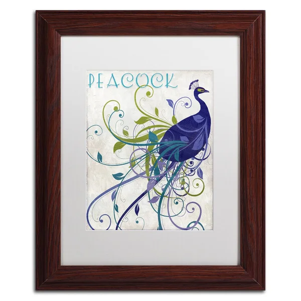 Trademark Fine Art &Peacock Nouveau I& by Color Bakery Framed Graphic Art - Size: 14x22 H x 11x22 W x 0.5x22 D, Mat Color: White