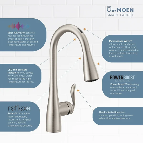 Moen Arbor Voice Activated One-Handle Pulldown Kitchen Faucet - Oil-Rubbed Bronze - 7594EVORB