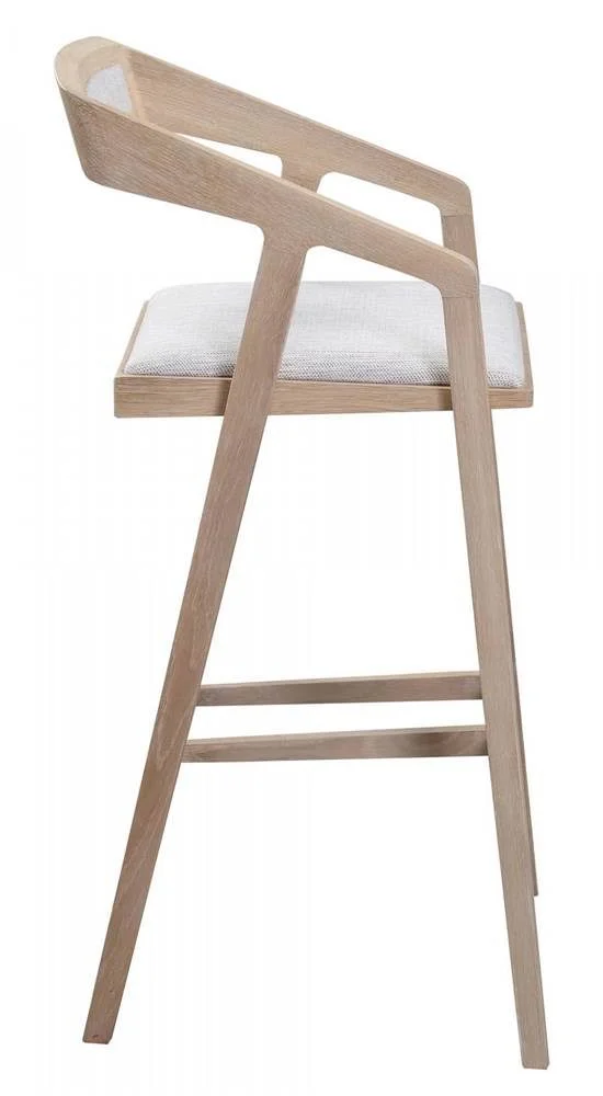 Moe's Home Collection Padma Oak Bar Stool Light Grey