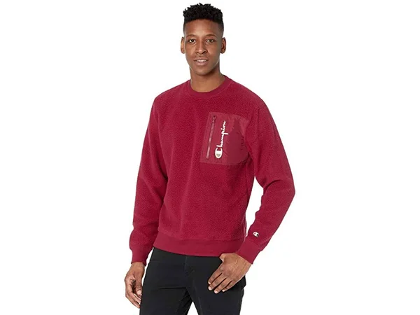 Champion Life Sherpa Crew Men's Clothing Sepia Red : XL