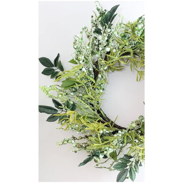 Northlight 12x22 Green and Brown Decorative Mixed Berry Artificial Spring Floral Twig Wreath - Unlit