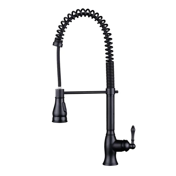 Ez-flo Kitchen Series Single-Handle Spring-Style Pull-Down Sprayer Kitchen Faucet in Matte Black 10043