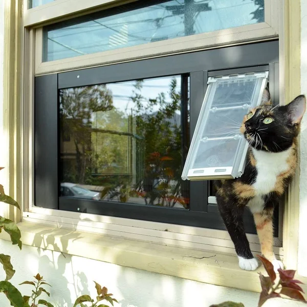 Endura Flap Thermo Sash 3E Cat Door Bronze, Small, 34-37x22
