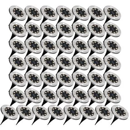 Sunco Lighting 50 Pack Solar Path Lights - Dusk to Dawn, 3000K Warm White, Cross Spike Stake for Easy in Ground Install, Solar Po