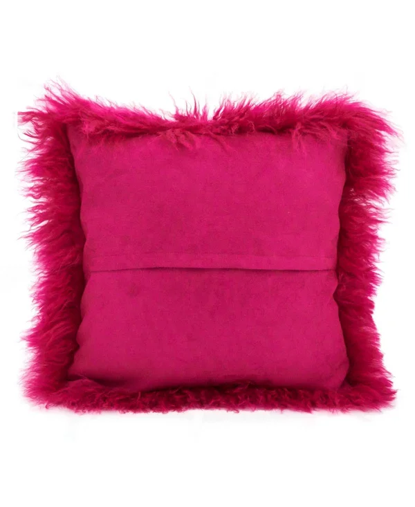 SARO LIFESTYLE 3564.R20S Mongolian Lamb Fur Down Filled Throw Pillow, Red, 20x22 x 20x22