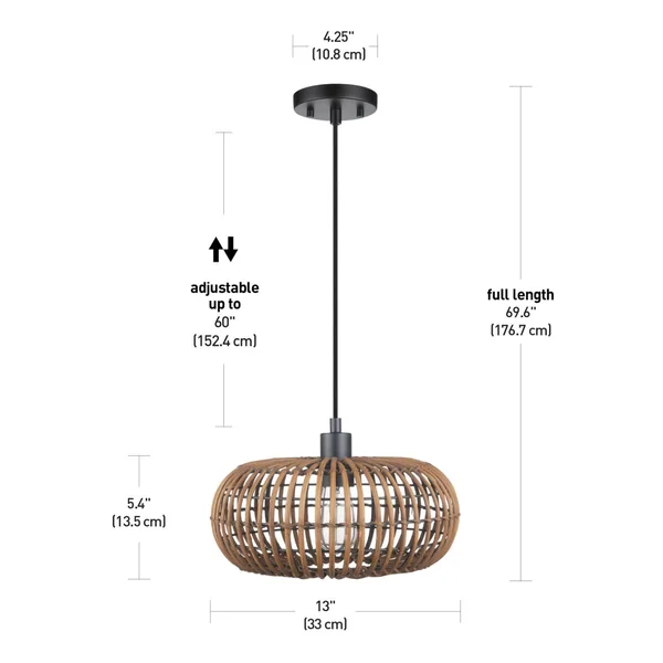 Globe Electric 61063 Trancoso Pendant Lighting Rattan