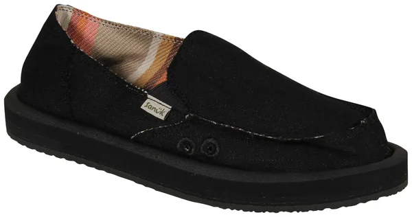 Sanuk Donna Soft Top Hemp Women's Shoes Black : 5 B - Medium