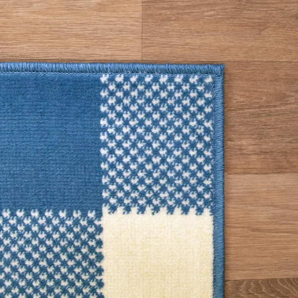 Porch & Den Morgen Gingham Indoor/Outdoor Area Rug (7&10x22 x 10& - Blue)