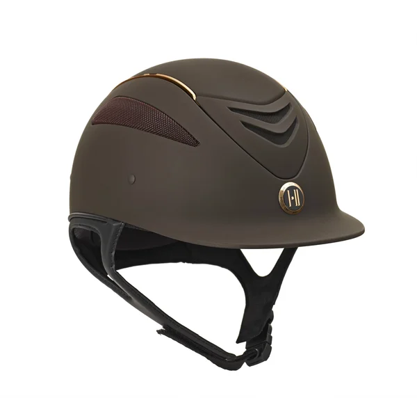 One K Defender Rose Gold Stripe Helmet - XL Long Oval, Brown Matte