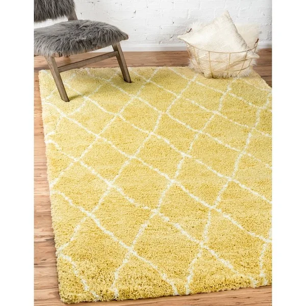 Unique Loom Trellis Rabat Shag Area Rug (8& x 10& - Navy Blue)
