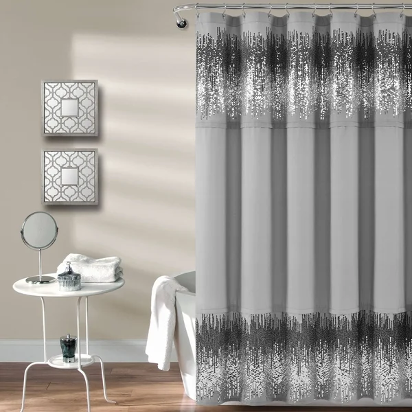 Lush Decor Shimmer Sequins Shower Curtain Dark Gray/Black Single 70x72