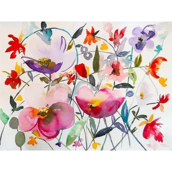 Easy Art Prints Karin Johannesson's 'Bohemian Garden' Premium Canvas Art - 18 x 24 - Modern Black Frame