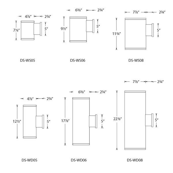 WAC Lighting-WD05-F-DS-Tube Architectural - 5 LED Double Side Wall