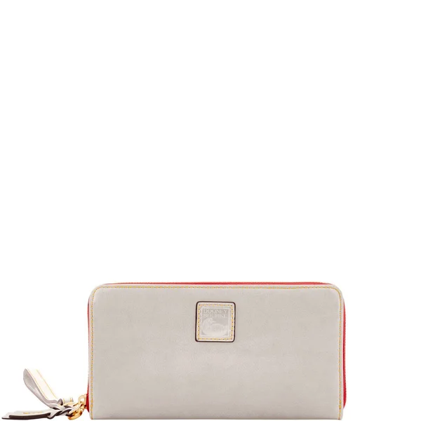 Dooney & Bourke Florentine Large Zip Around Wristlet Wallet Ecru