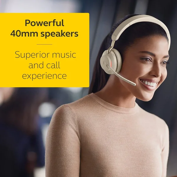 Jabra Evolve2 65 Link380a MS Stereo Headset - Beige