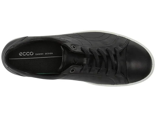 Ecco Women's Soft 7 Stitch Tie Sneaker, Black Leather