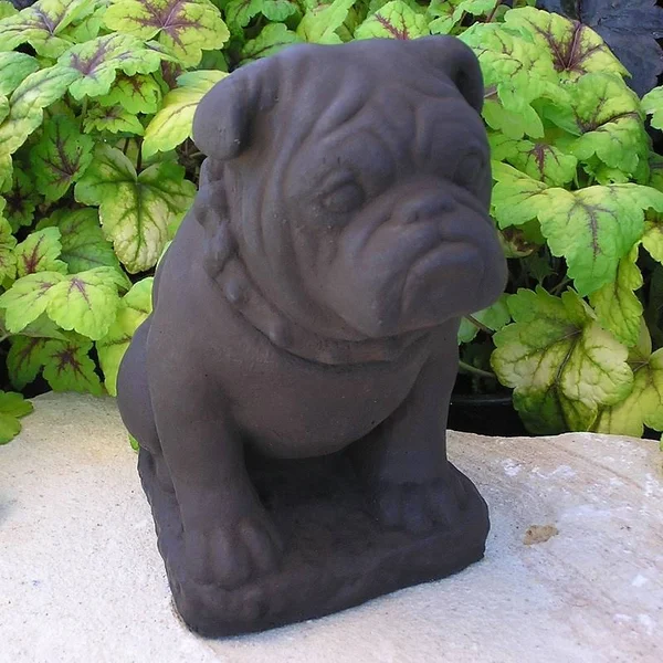 NicholsBrosStoneware Bulldog Statue; Antique Gray
