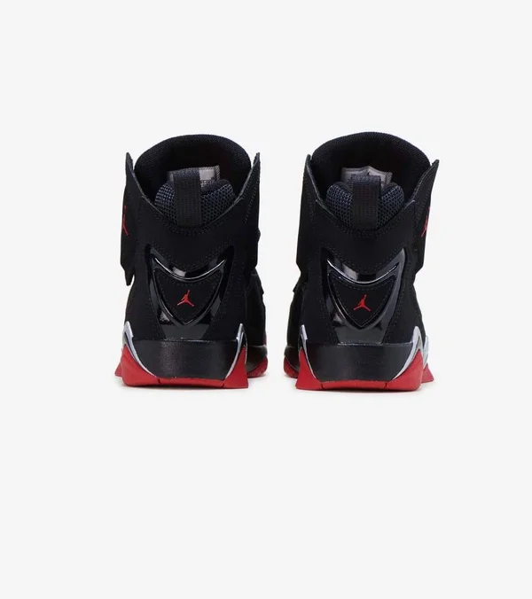 Jordan Boys True Flight - Basketball Shoes Black/Gym Red/Metallic Silver Size 04.5