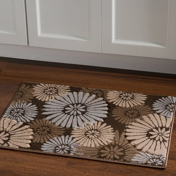 Linon Milan Floral Rug - Brown, 8x10 ft